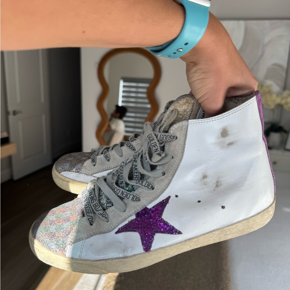 Golden Goose Francy LIMITED EDITION Women Sneakers with Purple Glitter Star - Picture 3 of 4